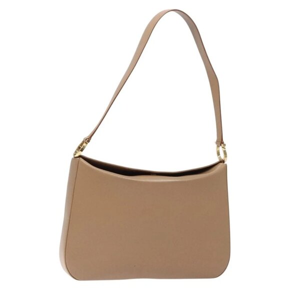 Salvatore Ferragamo Gancini Shoulder Bag Leather Beige Gold - Picture 1 of 16